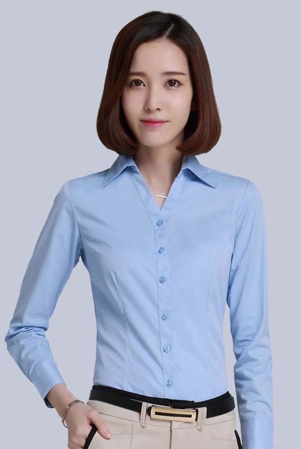 女士V領職業(yè)襯衫定制
